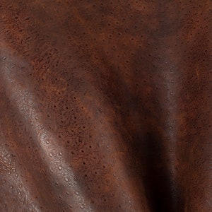 Brown Ostrich Vintage Embossed Print ITALIAN Lambskin sheep leather hide skin hides nappa 9+ sqf