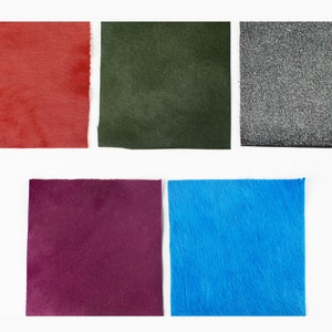 SET of 5 ITALIAN PONY Cavallino Leather Pieces 5x5 in. Scraps Scrap Square Pieces Swatches Samples