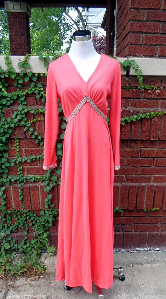 Toni Todd Coral Orange Long Gown M
