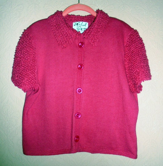Michael Simon 1997 Fuchsia Pink Cardigan Sweater P