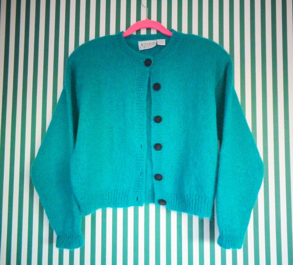 Autograph Turquoise Green Mohair Blend Cropped Ca