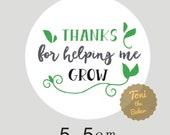 25pcs 50pcs 100pcs custom Thank You Stickers Thank you for helping me grow tags,thank you tags for teachers,succulent favor tags,teacher app