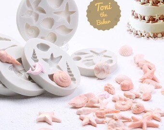 BUY 2 GET 1 FREE-Seashells Silicone Fondant Mold,Seashell Silicone Mold,Marine Seashell Starfish Coral Mermaid Seahorse Sea Creatures