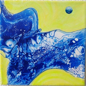 Small abstract original painting, acrylic on canvas, hand-painted