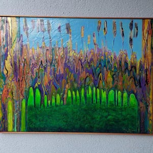 Quadro fantasy originale astratto, acrilico su tela, dipinto a mano, arte moderna