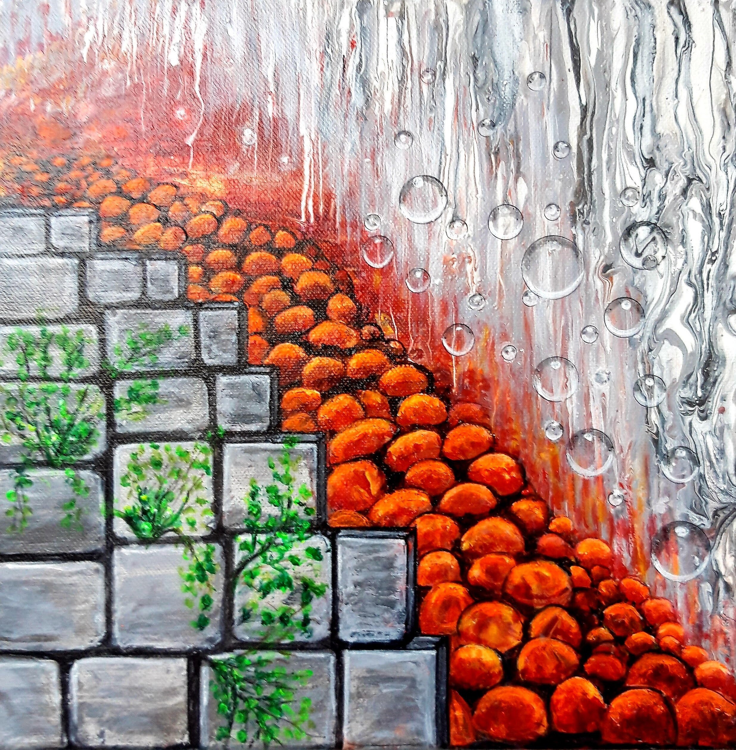 Small abstract original painting, acrylic on canvas, hand painted