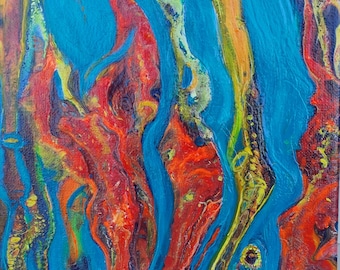 Small abstract original painting, acrylic on canvas, hand-painted, modern art