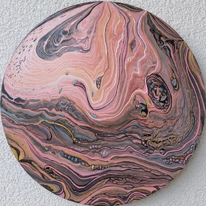 Abstract original painting, acrylic on round canvas, hand painted