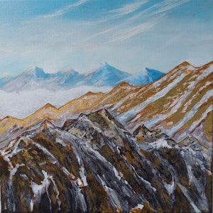 Original mountain landscape - painting, acrylic on canvas, hand-painted