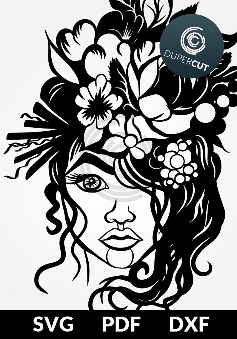 Download SVG / PDF / DXF cut file Paper Cutting Template Girl Flowers | Etsy