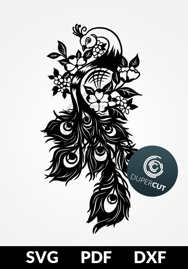 Download SVG / PDF / DXF cut file Paper Cutting Template peacock with | Etsy