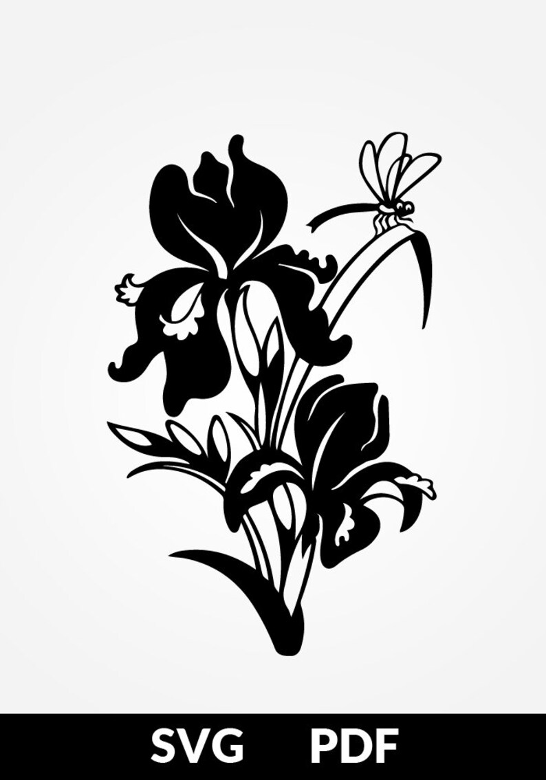 Download SVG / PDF cut file Paper Cutting Template iris flower | Etsy