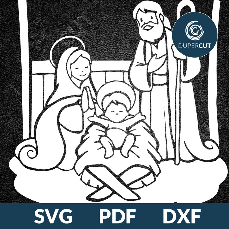 Download SVG / PDF /DXF file Nativity scene digital stencil wall | Etsy