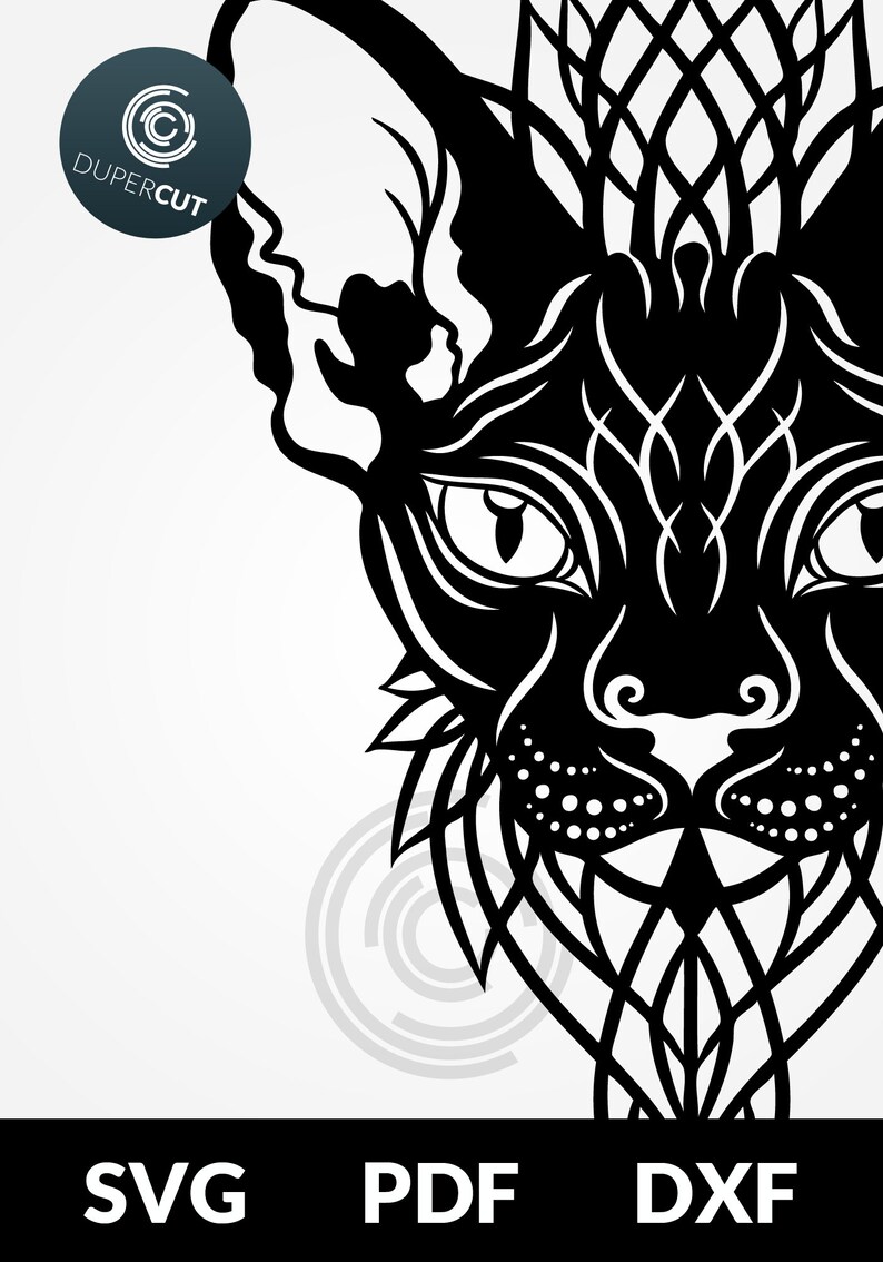 Download SVG / PDF / DXF cut file Paper Cutting Template Sphynx cat | Etsy