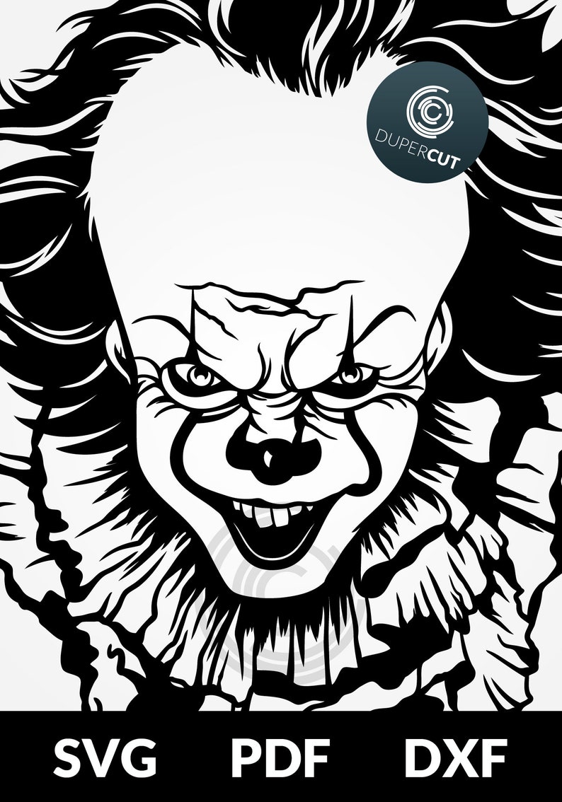 Download SVG / PDF / DXF cut file Paper Cutting Template Pennywise ...