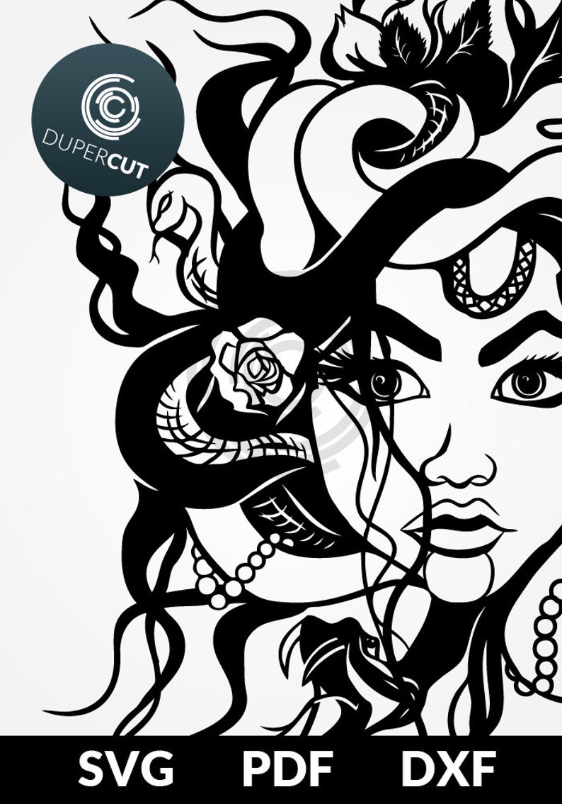 Download SVG / PDF / DXF cut file Paper Cutting Template Medusa ...