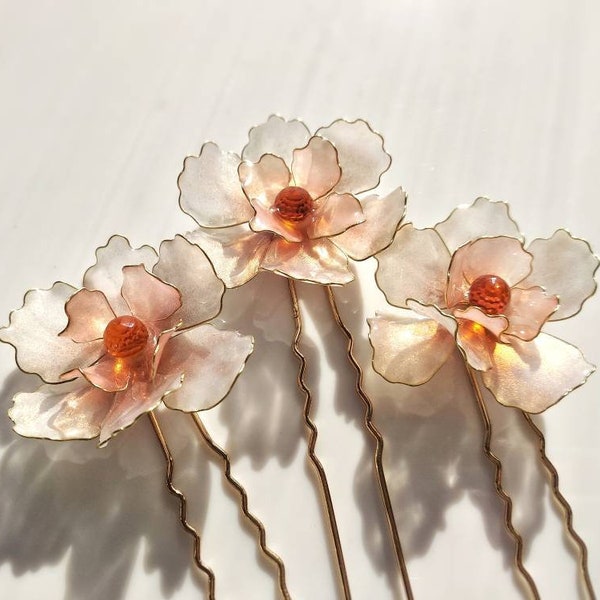 Blooming Peach Resin Hair fork Kanzashi mothers day