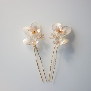 Ivory Flowers Wedding hair forks/ Set of two bridal hair pins image 6