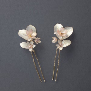 Ivory Flowers Wedding hair forks/ Set of two bridal hair pins image 1