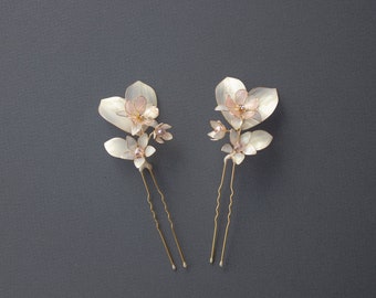 Ivory Flowers Wedding hair forks/ Set of two bridal hair pins