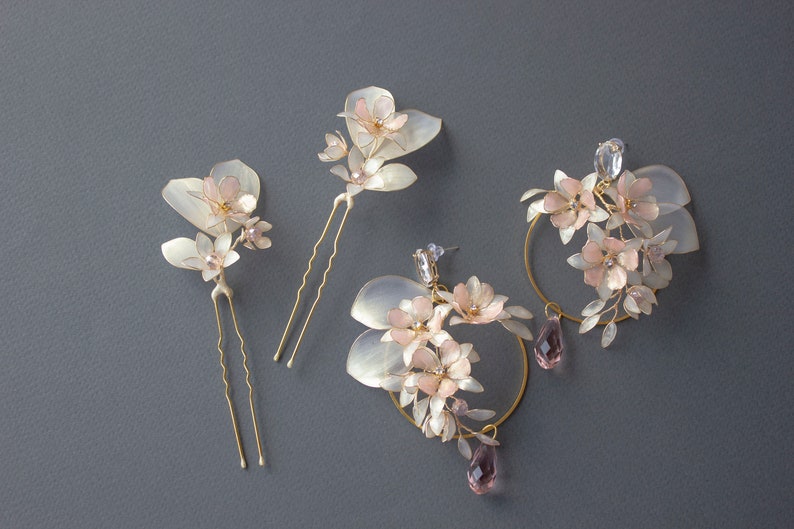 Ivory Flowers Wedding hair forks/ Set of two bridal hair pins image 7