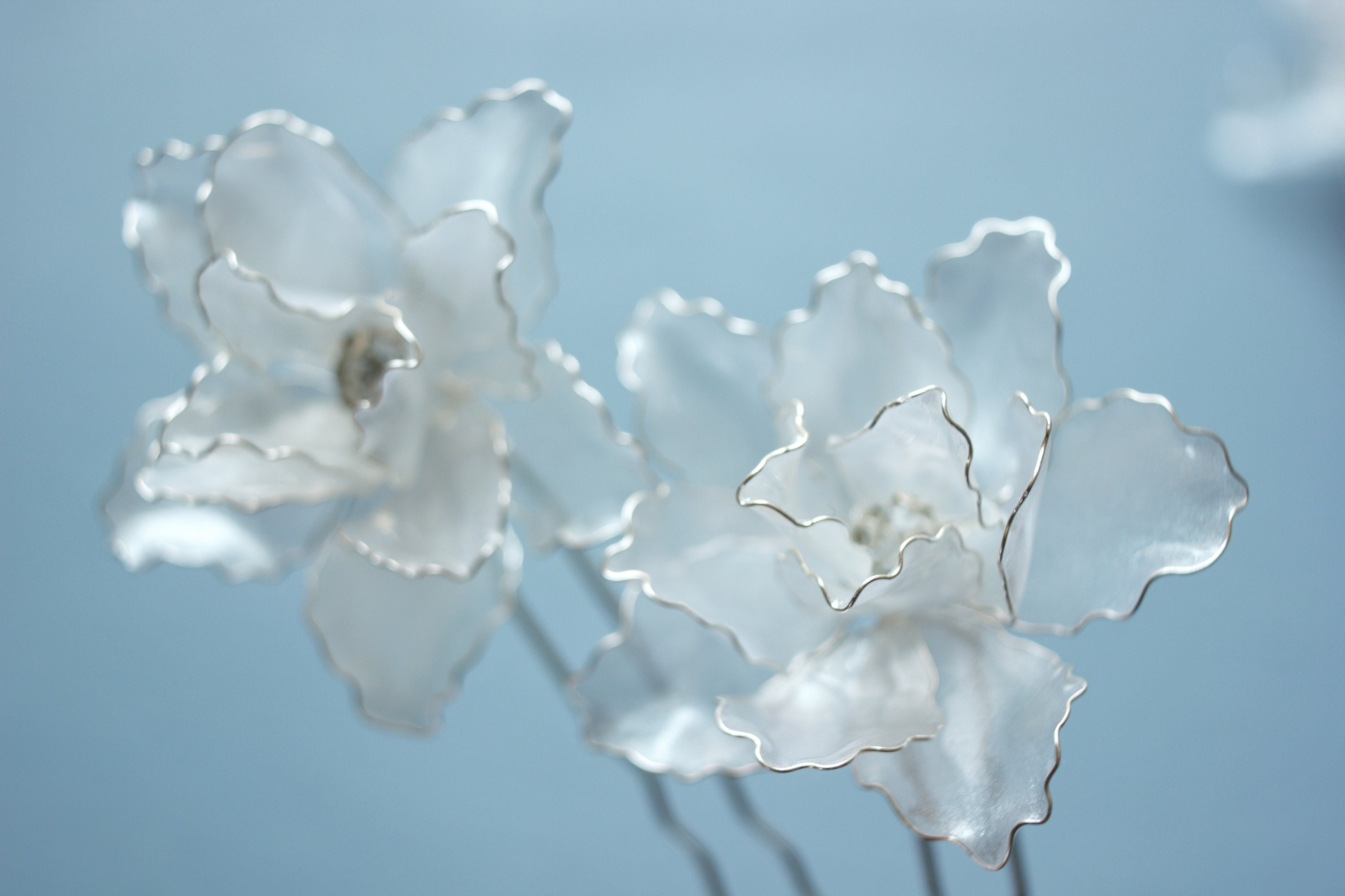 Translucent Pearls Pearl White Translucent Flowers With a Silver Wire Frame - Etsy