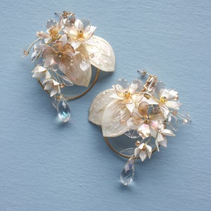 Large Floral Dangle Hoop Earrings