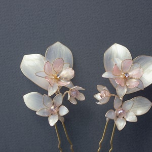 Ivory Flowers Wedding hair forks/ Set of two bridal hair pins image 4
