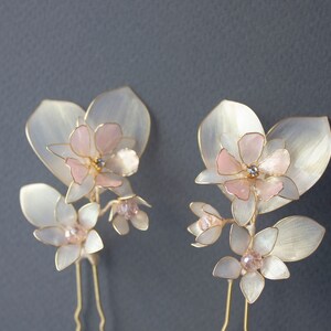 Ivory Flowers Wedding hair forks/ Set of two bridal hair pins image 2