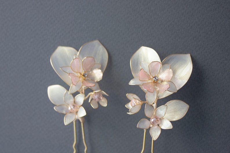 Ivory Flowers Wedding hair forks/ Set of two bridal hair pins image 2