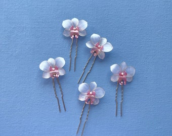 White orchid hair fork