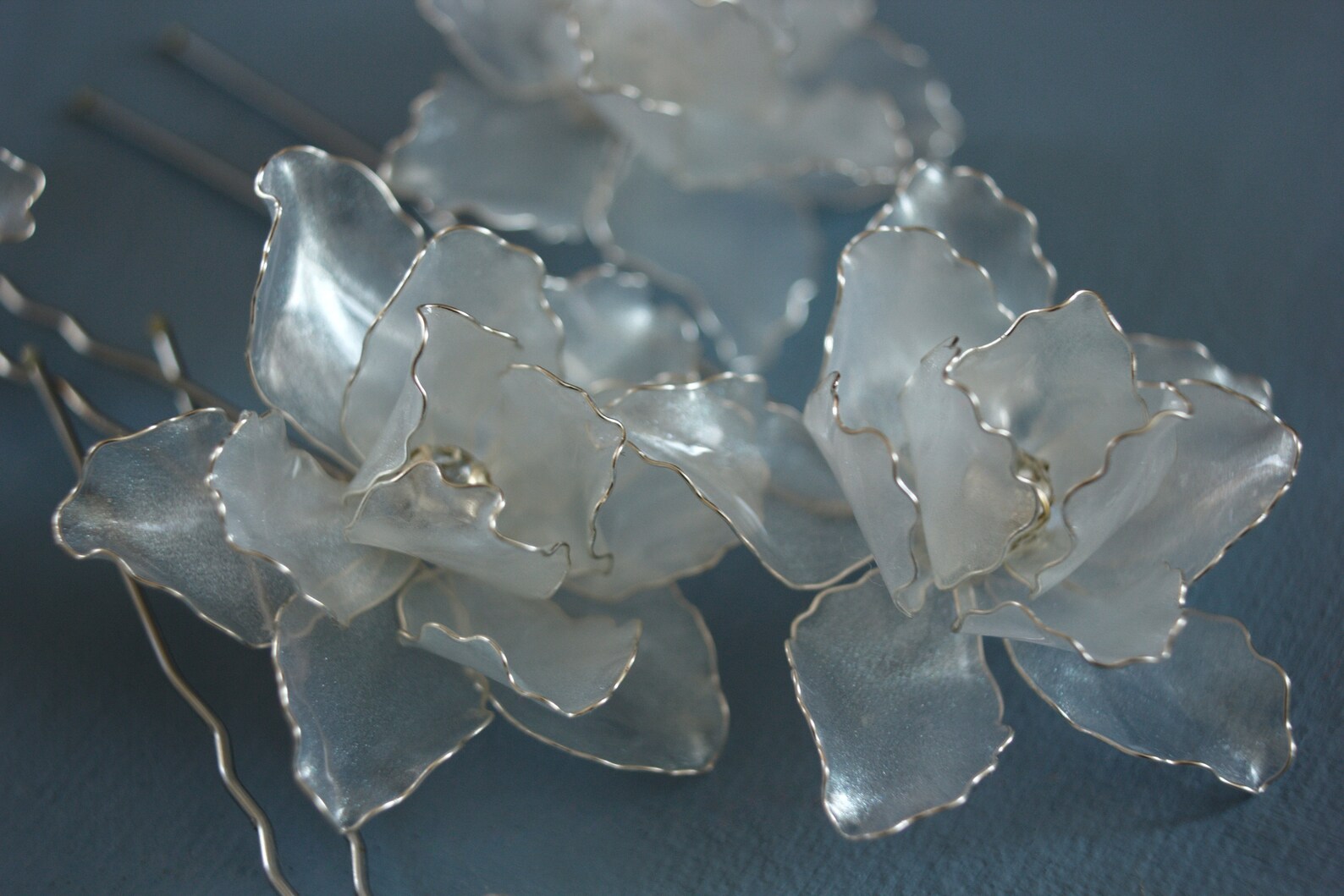 Translucent Pearls Pearl White Translucent Flowers With a Silver Wire Frame - Etsy