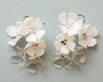 Floral Wedding White Bridal Earrings
