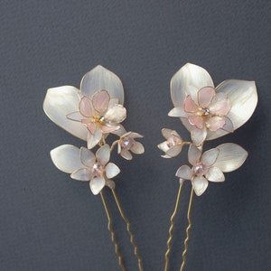 Ivory Flowers Wedding hair forks/ Set of two bridal hair pins image 3