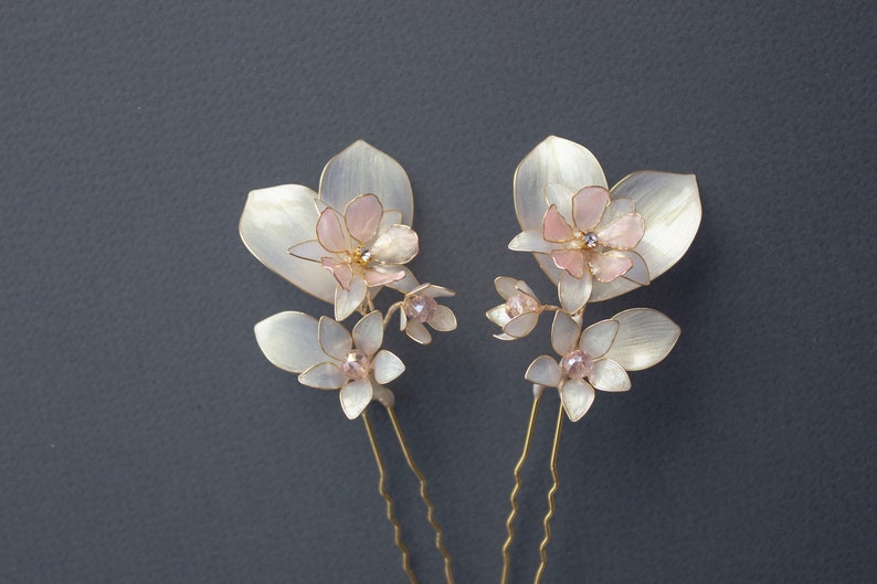 Ivory Flowers Wedding hair forks/ Set of two bridal hair pins image 3