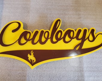 University of Wyoming "Cowboys" Cursive Sports Banner With Steamboat