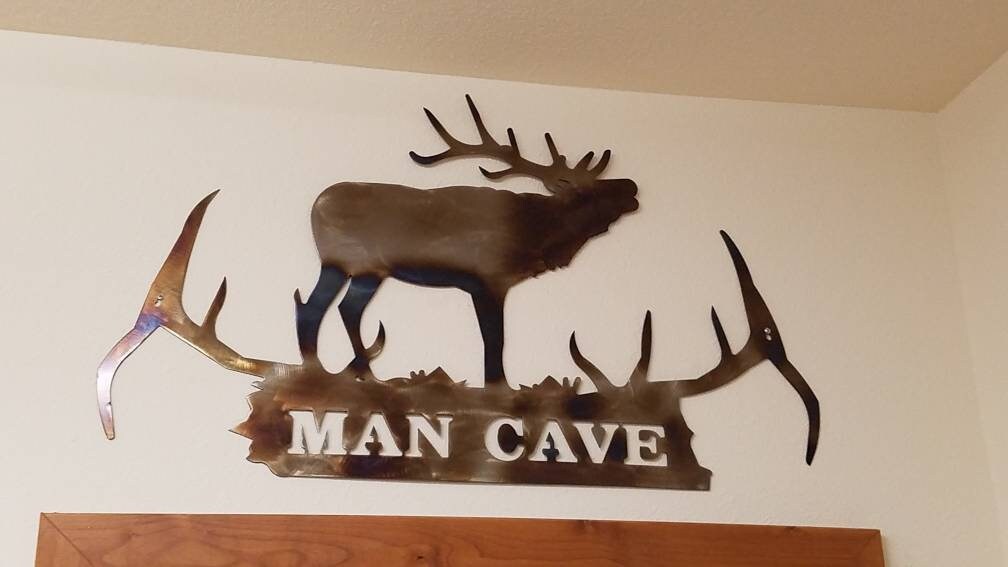 Elk Antler Metal Wall Art Home Office Den Man Cave Trophy Room Decor