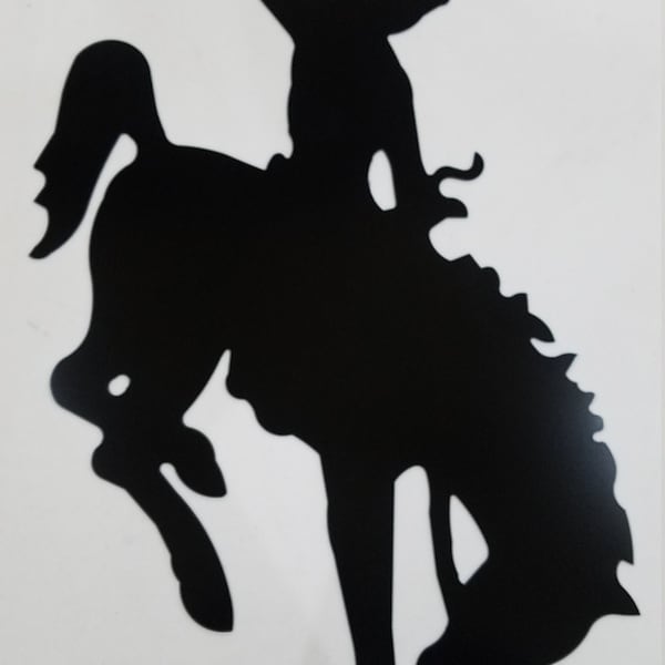 Wyoming Bucking Horse and Rider Steamboat Metal Cutout