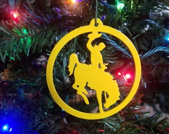 Wyoming Steamboat (Bucking Horse and Rider) Christmas Tree Ornament