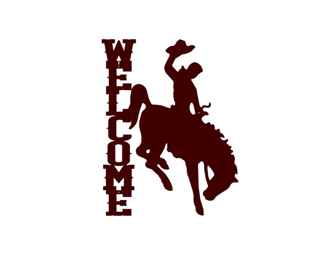 Wyoming Steamboat (Bucking Horse and Rider) WELCOME Vertical