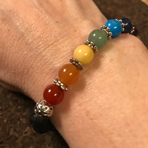 Nine Chakra Bracelet w/Hamsa Charm-Yoga Bracelet-Mala Beads-Boho Bracelet-Boho Jewelry-Beaded Bracelet image 7