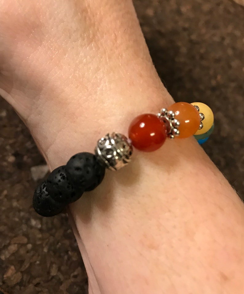 Nine Chakra Bracelet w/Hamsa Charm-Yoga Bracelet-Mala Beads-Boho Bracelet-Boho Jewelry-Beaded Bracelet image 9