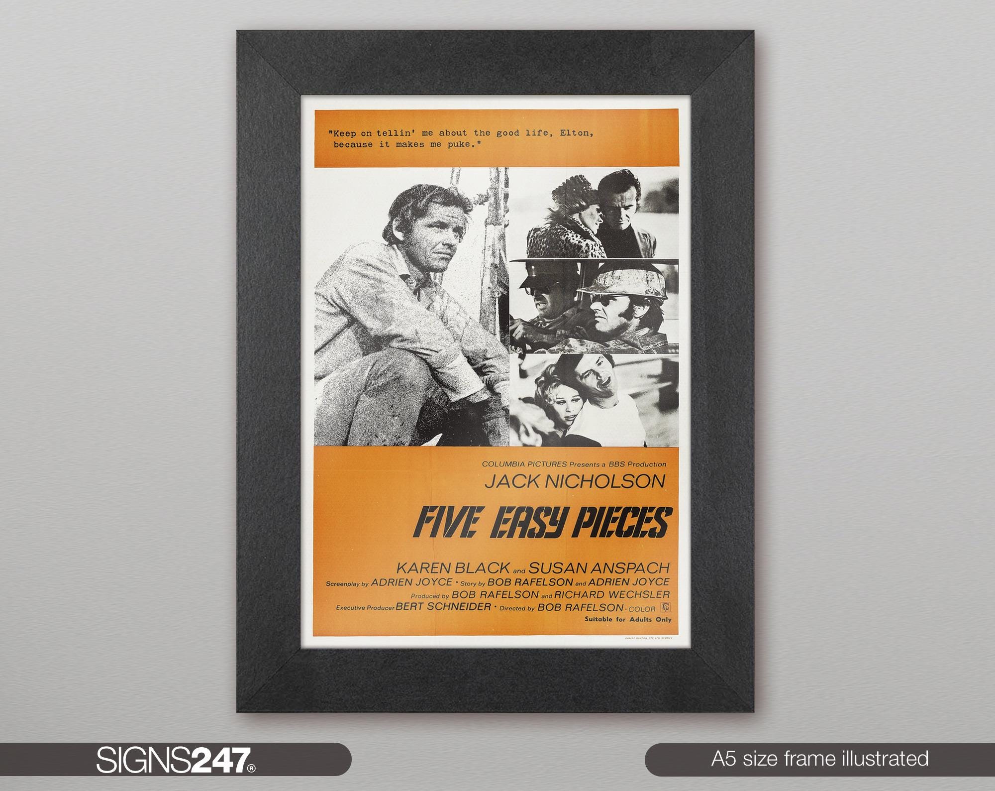 Five Easy Pieces Movie Poster | Jack Nicholson | Karen Black