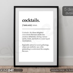 Cartel de cócteles / Cartel de definición de cita de cócteles / Cartel impreso / Divertido / Impresiones de carteles / Arte de pared / Decoración del hogar / A0 A1 A2 A3 A4 A5