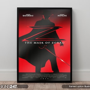 The Mask Of Zorro Poster | Antonio Banderas | Anthony Hopkins | Catherine Zeta-Jones | 1998 | Movie Poster | Print | Art | A0 A1 A2 A3 A4 A5