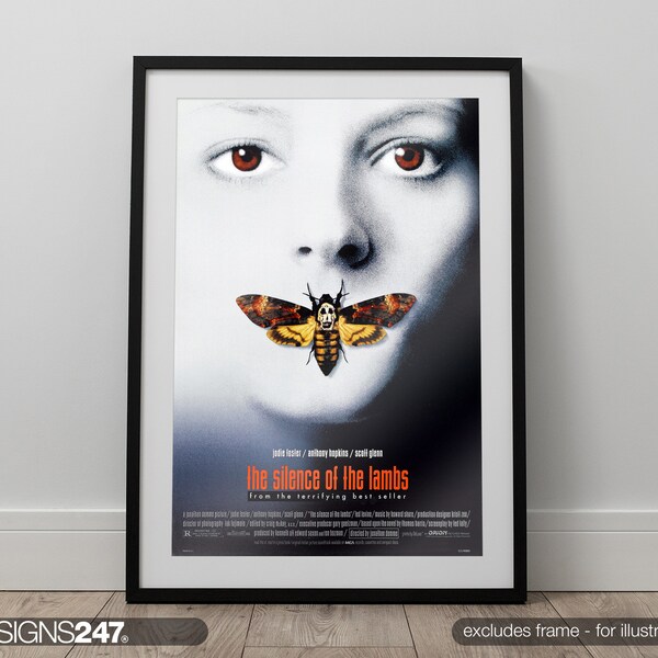 Silence Of The Lambs Hannibal Lecter Anthony Hopkins Jodie Foster Movie Poster | Movie Prints For Cinema Rooms | Wall Art | Home Decor