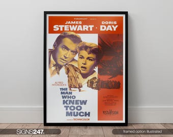 The Man Who Knew To Much Alfred Hitchcock Doris Day James Stewart Movie Poster | Movie Prints For Cinema Rooms | Wall Art | Home Decor