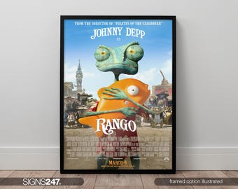 Rango Poster | Johnny Depp | Isla Fisher | Abigail Breslin | 2011 | Movie Poster | Movie Prints For Cinema Rooms | Wall Art | Home Decor