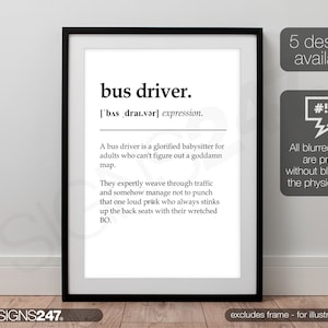 motorista de ônibus pôster | RUDE | definição das citações do motorista de ônibus pôster | Pôster Impresso | Engraçado | Impressões de pôsteres | Impressão de pôster | A0 A1 A2 A3 A4 A5