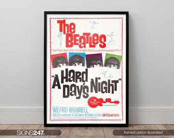 The Beatles A Hard Days Night Poster | Movie Poster | Movie Prints For Cinema Rooms | Wall Art | Home Decor | A0 A1 A2 A3 A4 A5